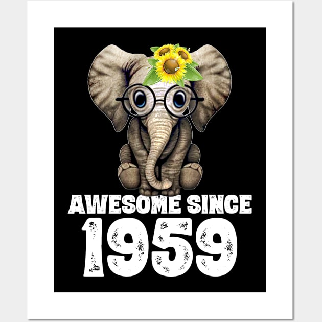 Awesome since 1959 61 Years Old Bday Gift 61th Birthday Wall Art by DoorTees